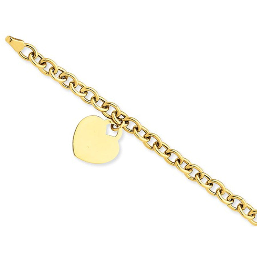 14K Yellow Gold Heart Charm Bracelet (7.25 Inches) Image 1