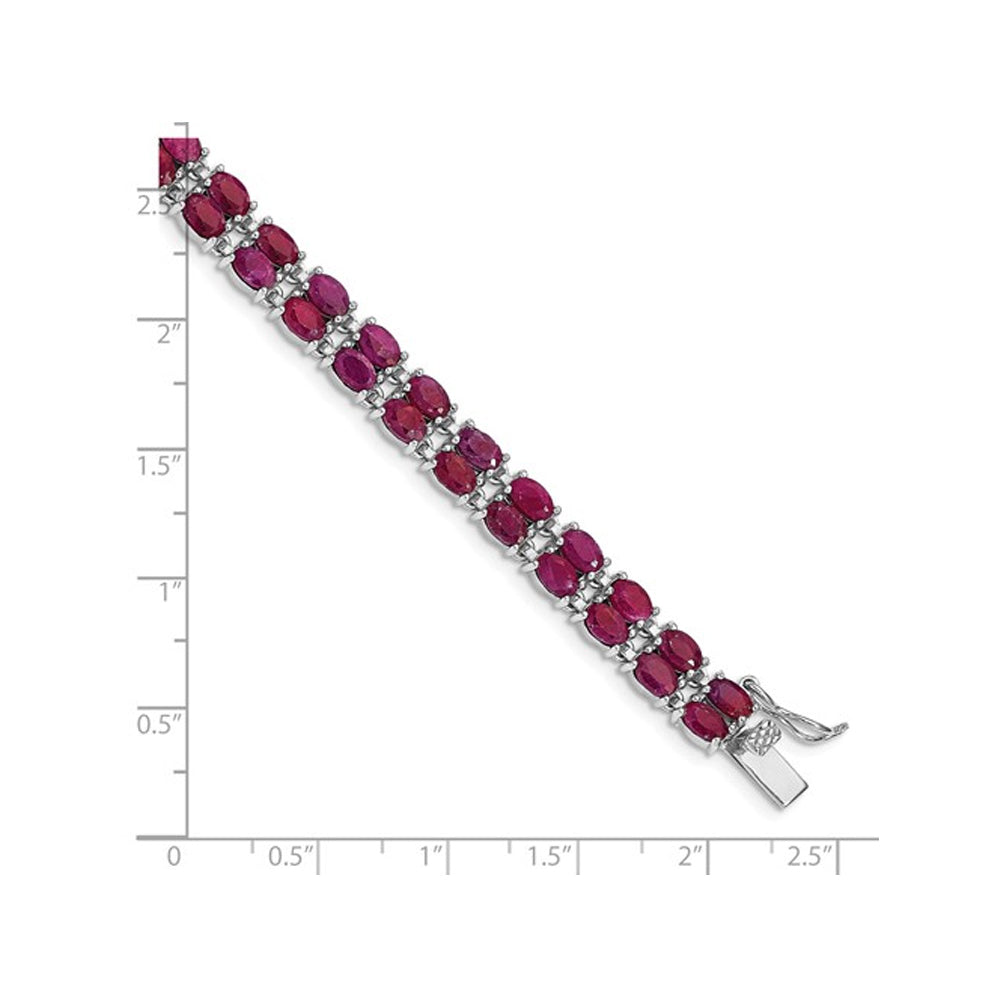 21.60 Carat (ctw) Ruby Two Row Bracelet in Rhodium Plated Sterling Silver Image 2