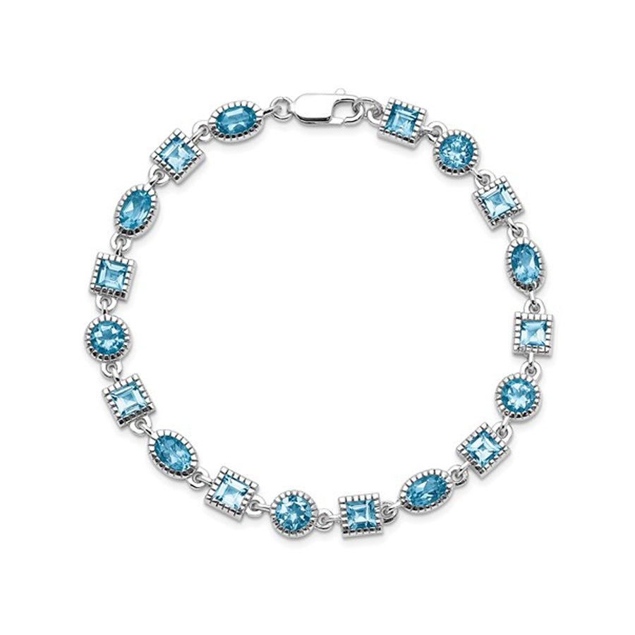 7.75 Carat (ctw) Swiss Blue Topaz Geometric Bracelet in Sterling Silver Image 1