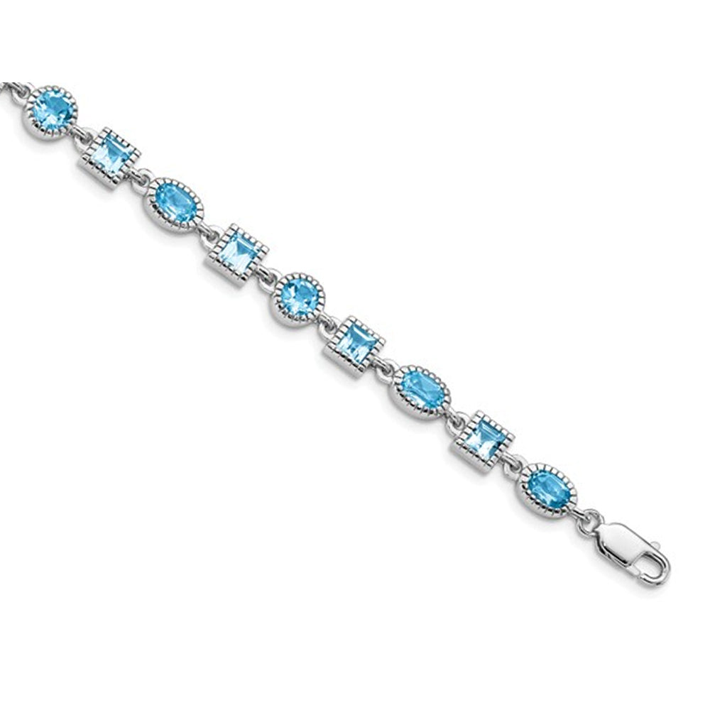 7.75 Carat (ctw) Swiss Blue Topaz Geometric Bracelet in Sterling Silver Image 2