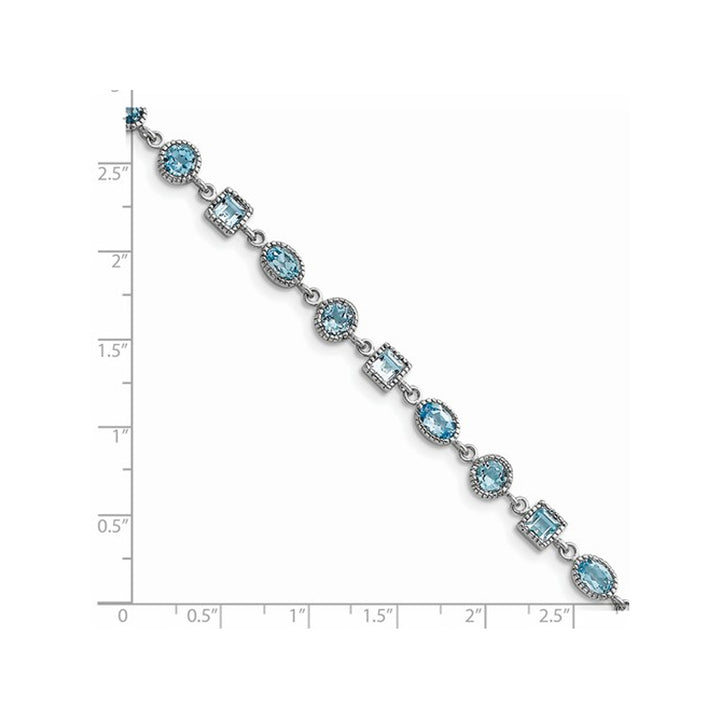 7.75 Carat (ctw) Swiss Blue Topaz Geometric Bracelet in Sterling Silver Image 3