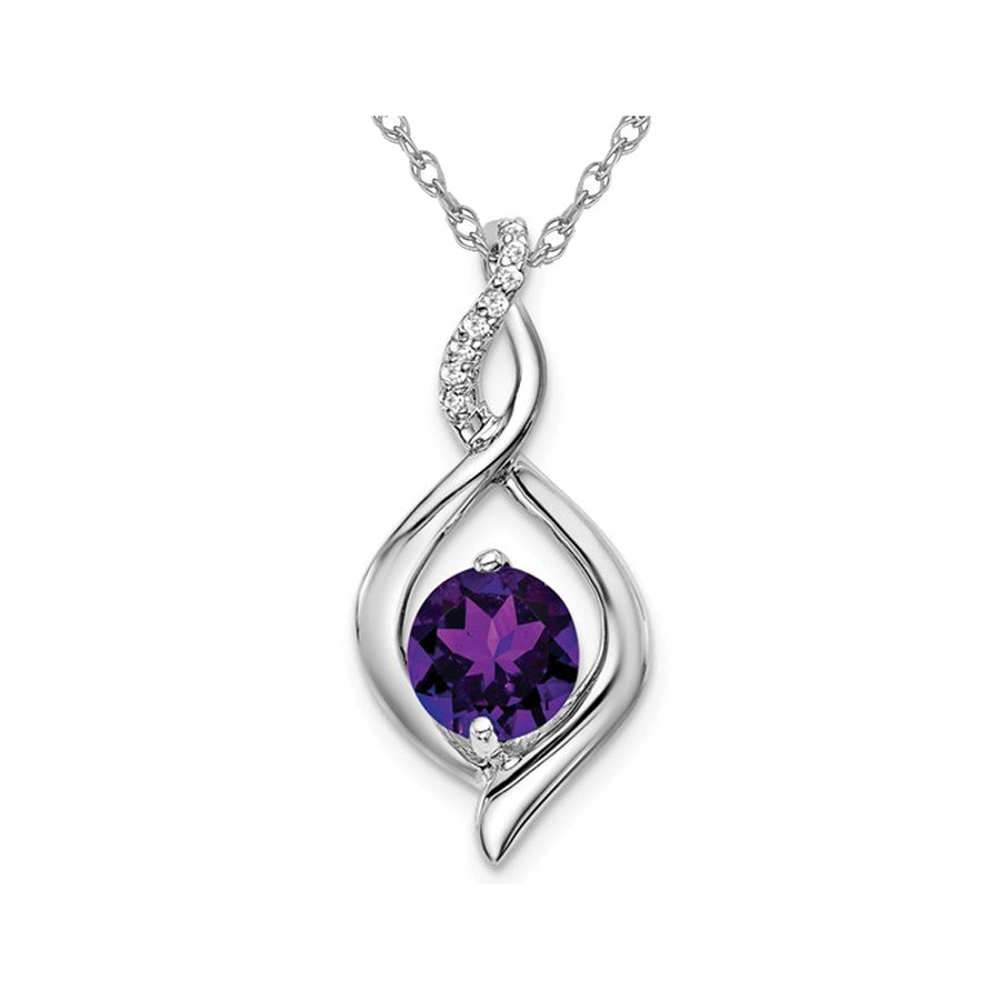 1.00 Carat (ctw) Natural Amethyst Infinity Pendant Necklace in 14K White Gold with Chain Image 1