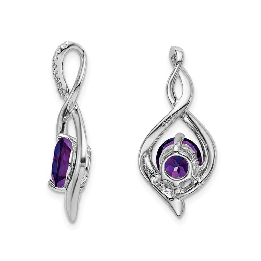 1.00 Carat (ctw) Natural Amethyst Infinity Pendant Necklace in 14K White Gold with Chain Image 2