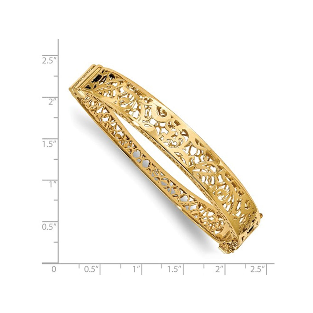 14K Yellow Gold Hinged Bangle Bracelet (10.00 mm) Image 2