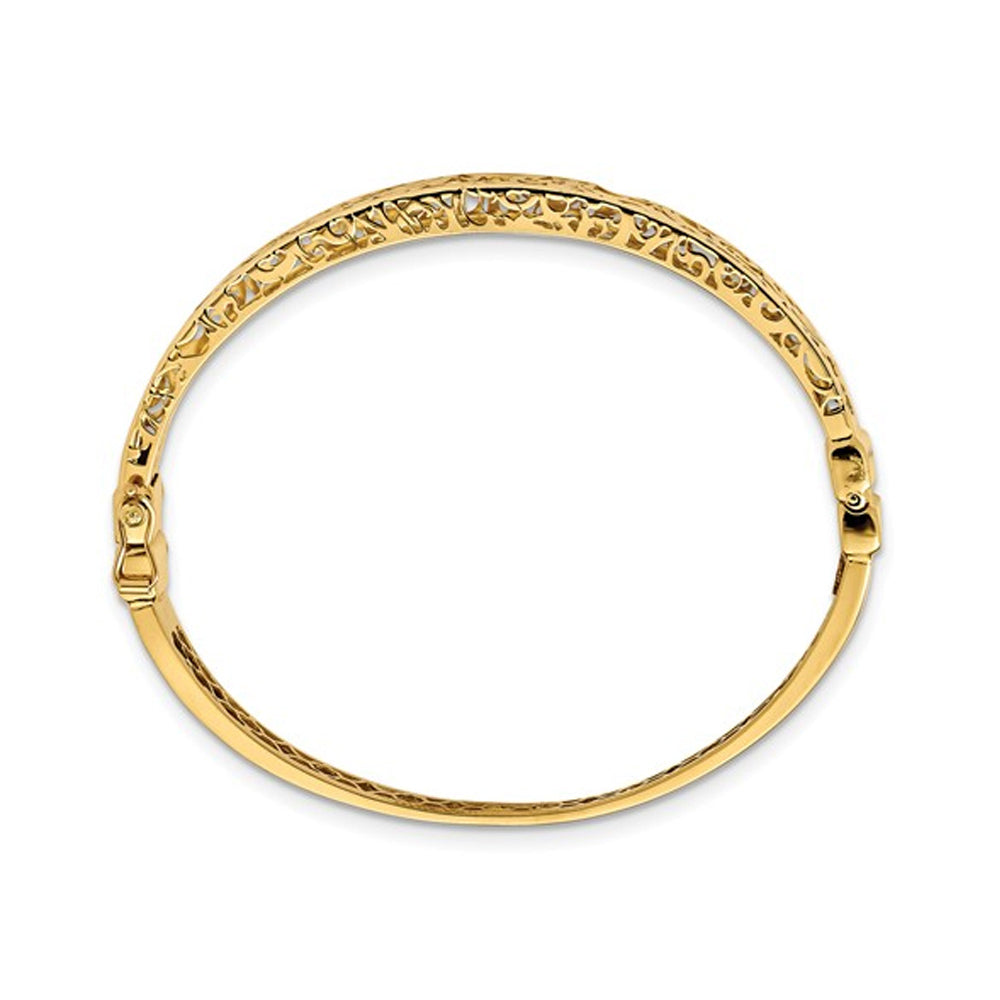 14K Yellow Gold Hinged Bangle Bracelet (10.00 mm) Image 3