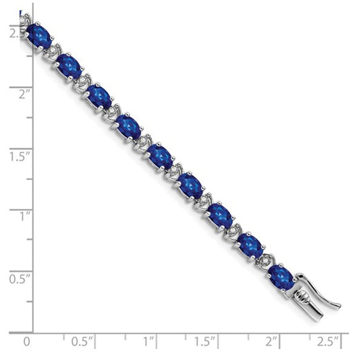 10.80 Carat (ctw) Lab Created Blue Sapphire Bracelet in 14K White Gold with Diamonds Image 3