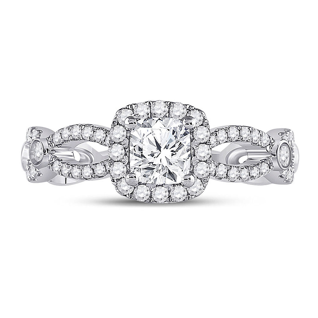 1.29 Carat (ctw G-HI1-I2) Cushion-Cut Diamond Engagement Ring in 14K White Gold Image 4