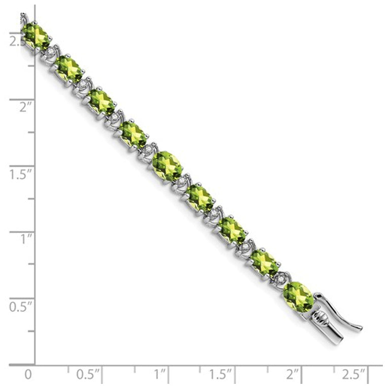 10.80 Carat (ctw) Green Peridot Bracelet in 14K White Gold (7 Inches) Image 2