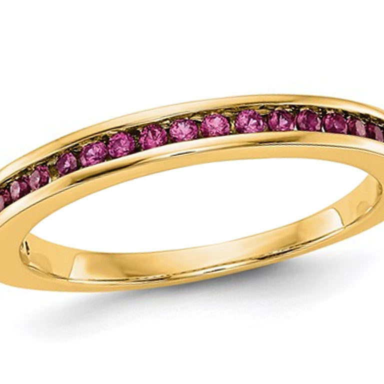 2/5 Carat Natural Ruby Wedding Band Ring in 14K Yellow Gold Image 1