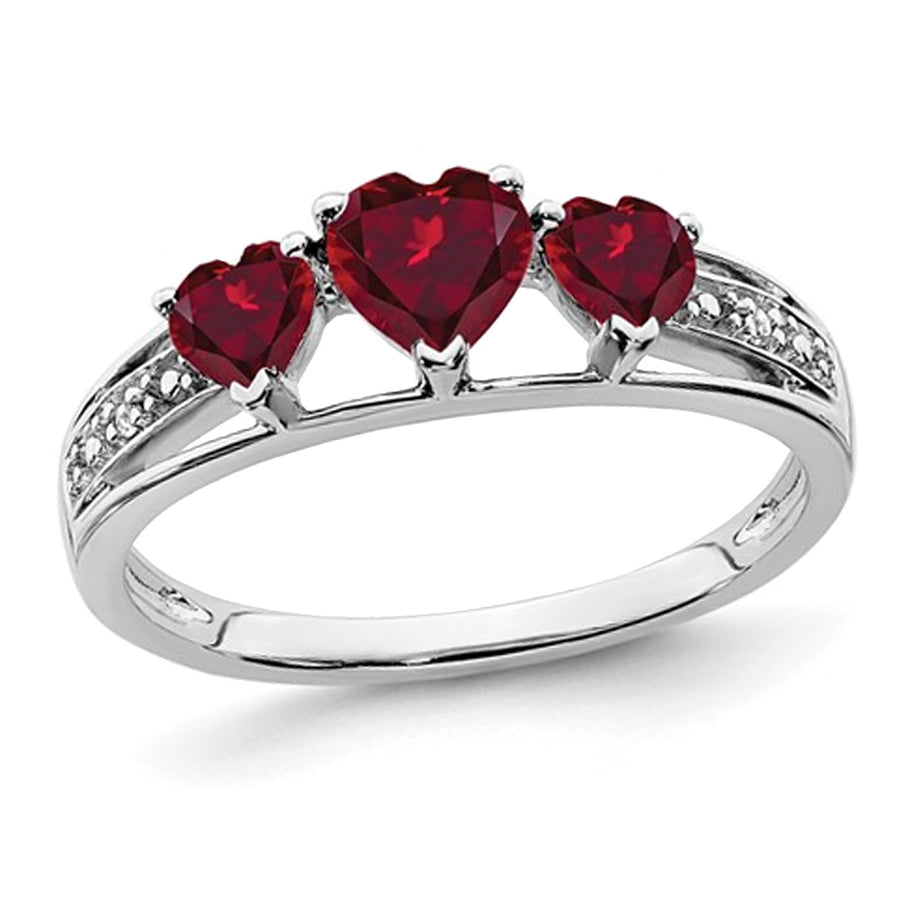 3/4 Carat (ctw) Lab Created Heart Ruby Ring in 14K White Gold Image 1