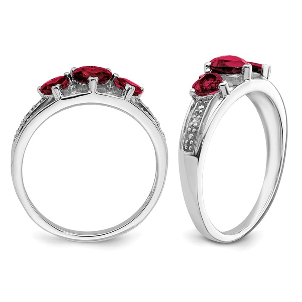 3/4 Carat (ctw) Lab Created Heart Ruby Ring in 14K White Gold Image 2