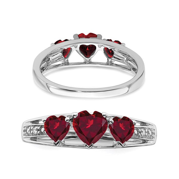 3/4 Carat (ctw) Lab Created Heart Ruby Ring in 14K White Gold Image 4