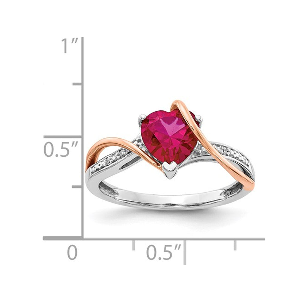 1.50 Carat (ctw) Ruby Heart Ring in 14K White and Rose Pink Gold Image 2