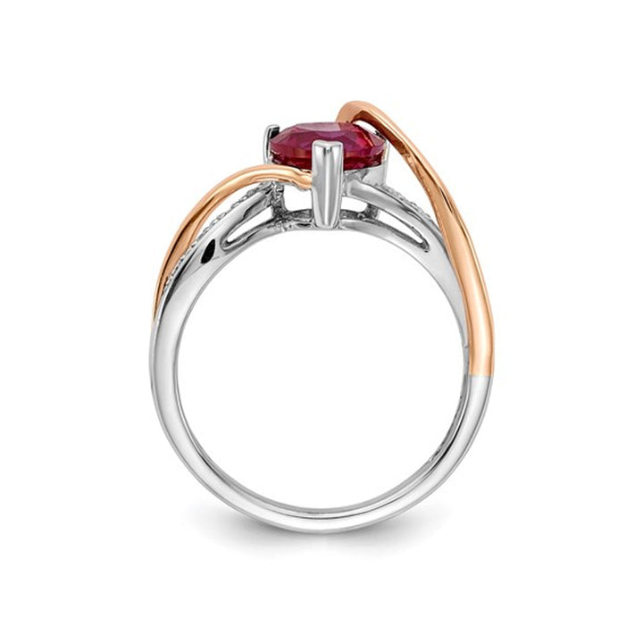 1.50 Carat (ctw) Ruby Heart Ring in 14K White and Rose Pink Gold Image 3