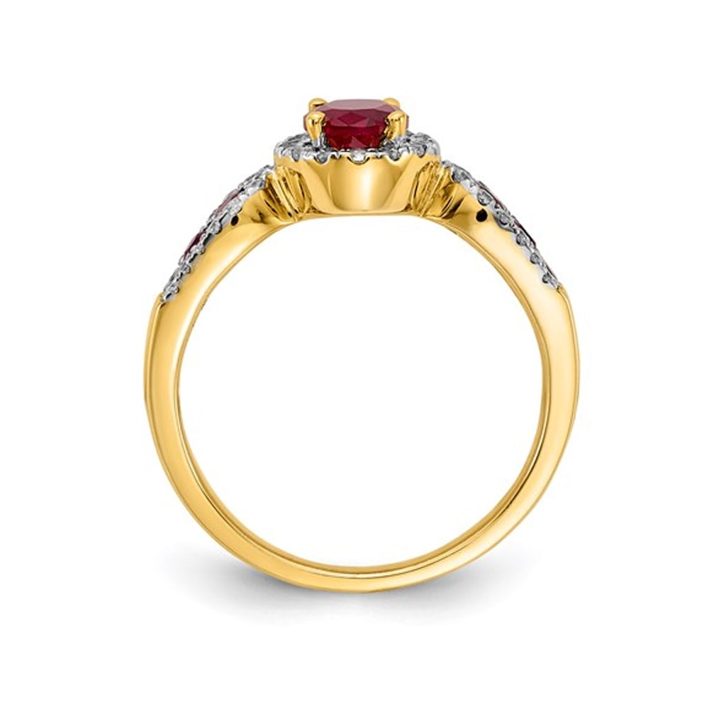 1.31 Carat (ctw) Natural Ruby Ring in 14K Yellow Gold with Diamonds Image 3