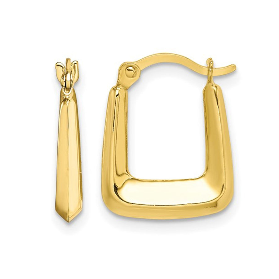 10K Yellow Gold Square Hollow Hoop Earrings 2/3 Inch (2.00mm) Image 1