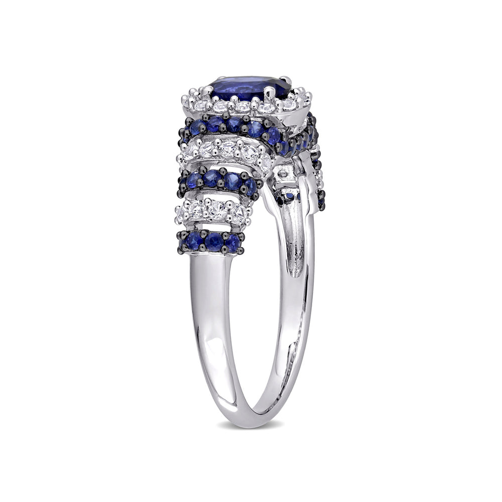 1.50 Carat (ctw) Lab Created Blue Sapphire and White Sapphire Ring in Sterling Silver Image 2