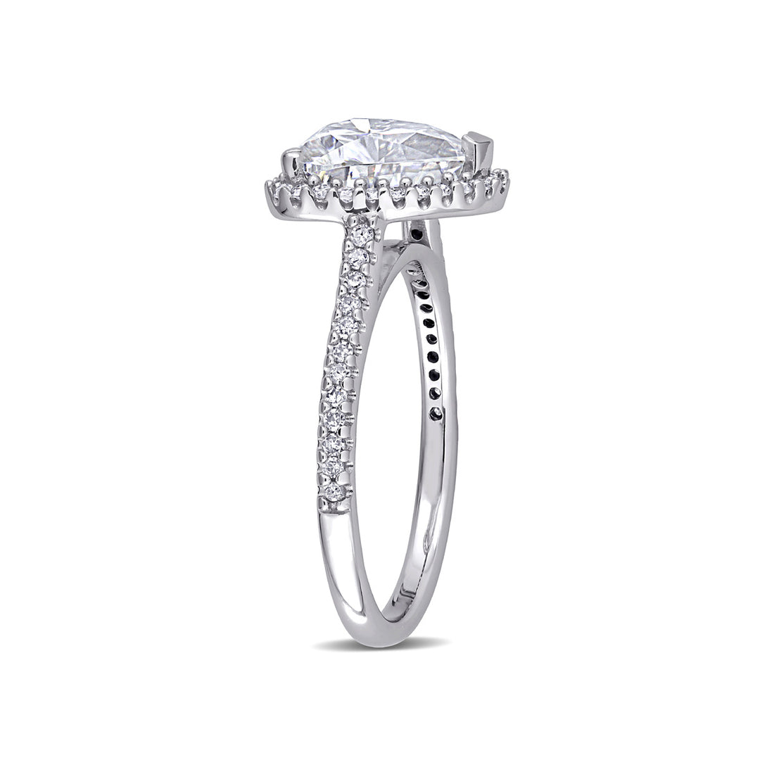 3.00 Carat (ctw) Synthetic Moissanite Heart Engagement Ring in 14k White Gold with Diamonds 1/4 carat (ctw) Image 3