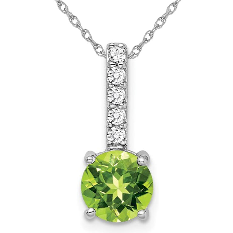 1.25 Carat (ctw) Natural Peridot Pendant Necklace in 14K White Gold with Diamonds and Chain Image 1