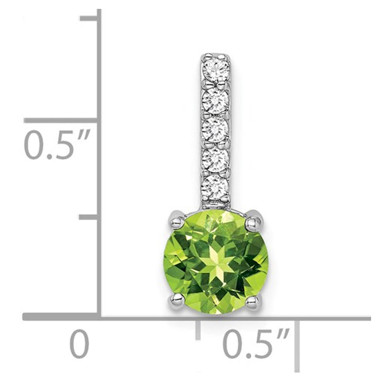 1.25 Carat (ctw) Natural Peridot Pendant Necklace in 14K White Gold with Diamonds and Chain Image 2