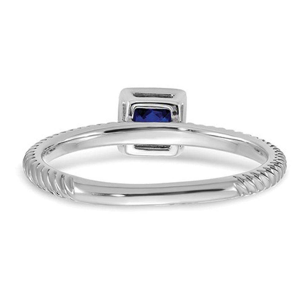 1/4 Carat (ctw) Princess Cut Blue Sapphire Ring in 14K White Gold Image 3