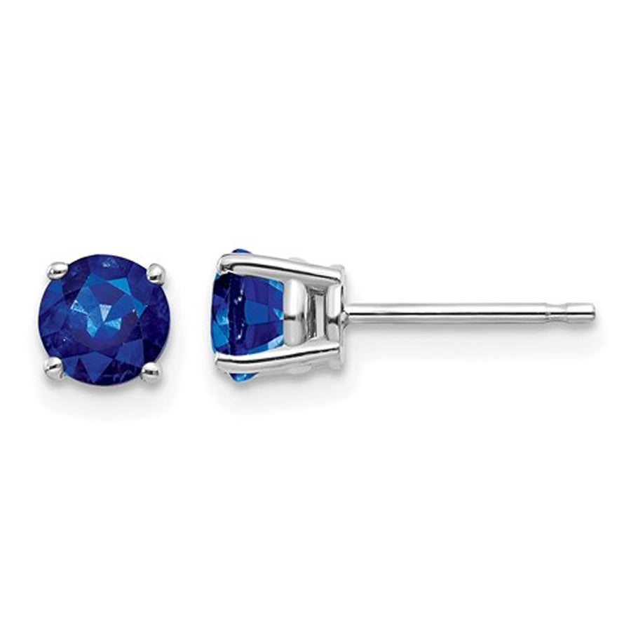 1.32 Carat (ctw) Natural Blue Sapphire Solitaire Earrings in 14K White Gold Image 1