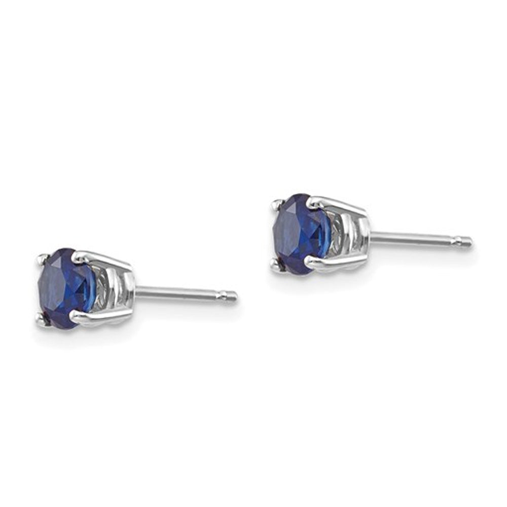 1.32 Carat (ctw) Natural Blue Sapphire Solitaire Earrings in 14K White Gold Image 2