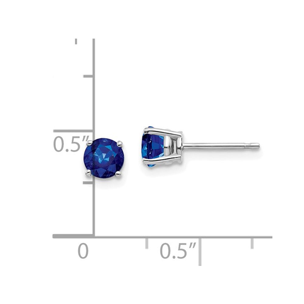 1.32 Carat (ctw) Natural Blue Sapphire Solitaire Earrings in 14K White Gold Image 3