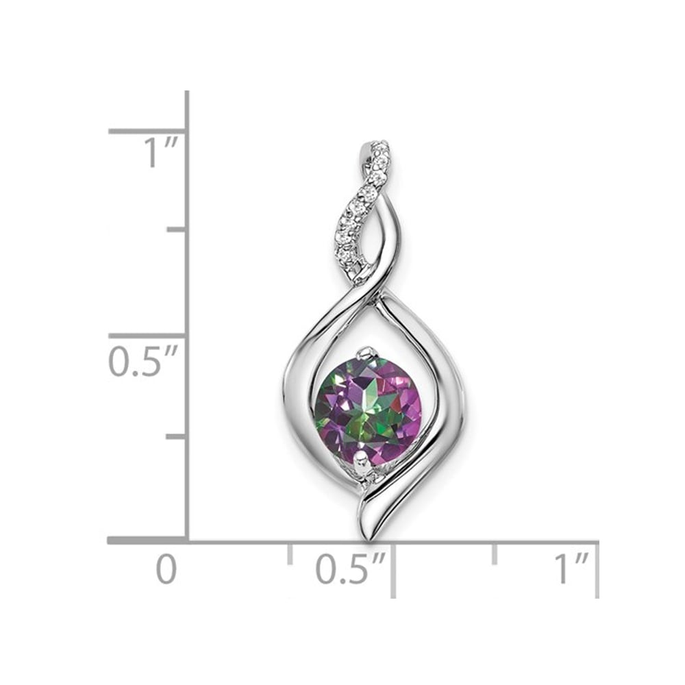 1.00 Carat (ctw) Mystic-Fire Topaz Drop Infinity Pendant Necklace in 14k White Gold with Chain Image 2