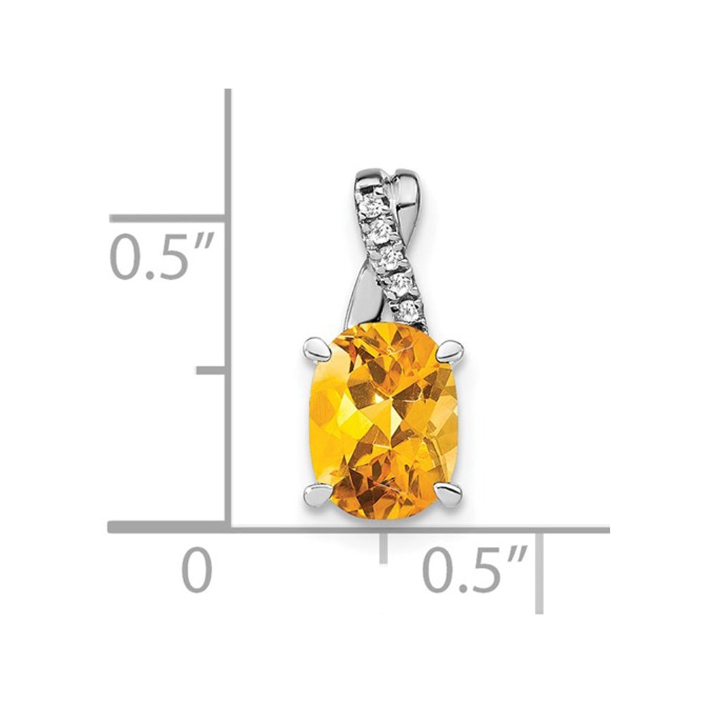 1.25 Carat (ctw) Oval Drop Citrine Pendant Necklace in 14K White Gold with Chain Image 2