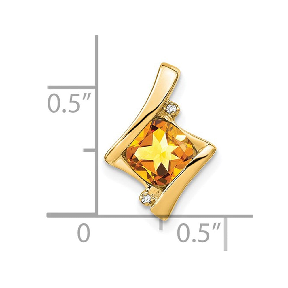 1.25 Carat (ctw) Cushion-Cut Citrine Pendant Necklace in 14K Yellow Gold with Chain Image 2