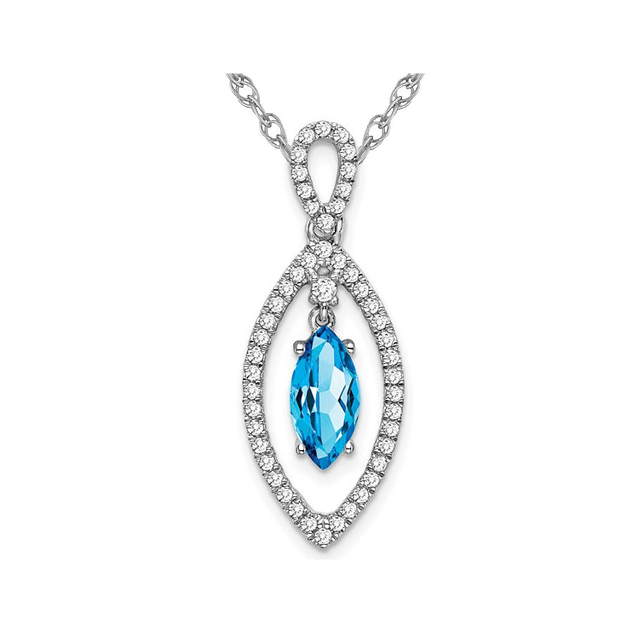 1.25 Carat (ctw) Marquise Blue Topaz Infinity with Diamonds Pendant Necklace in 14K White Gold With Chain Image 1