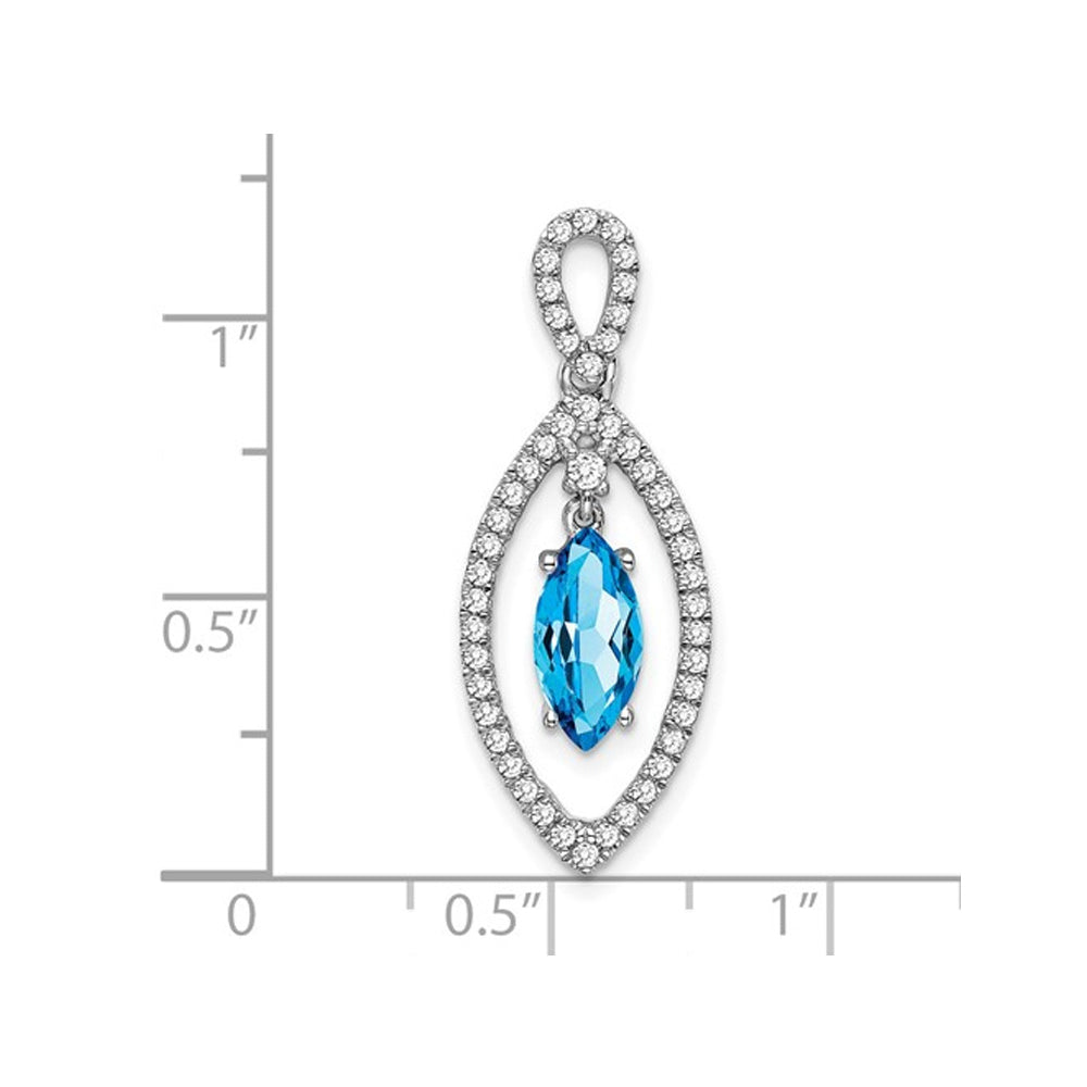 1.25 Carat (ctw) Marquise Blue Topaz Infinity with Diamonds Pendant Necklace in 14K White Gold With Chain Image 2