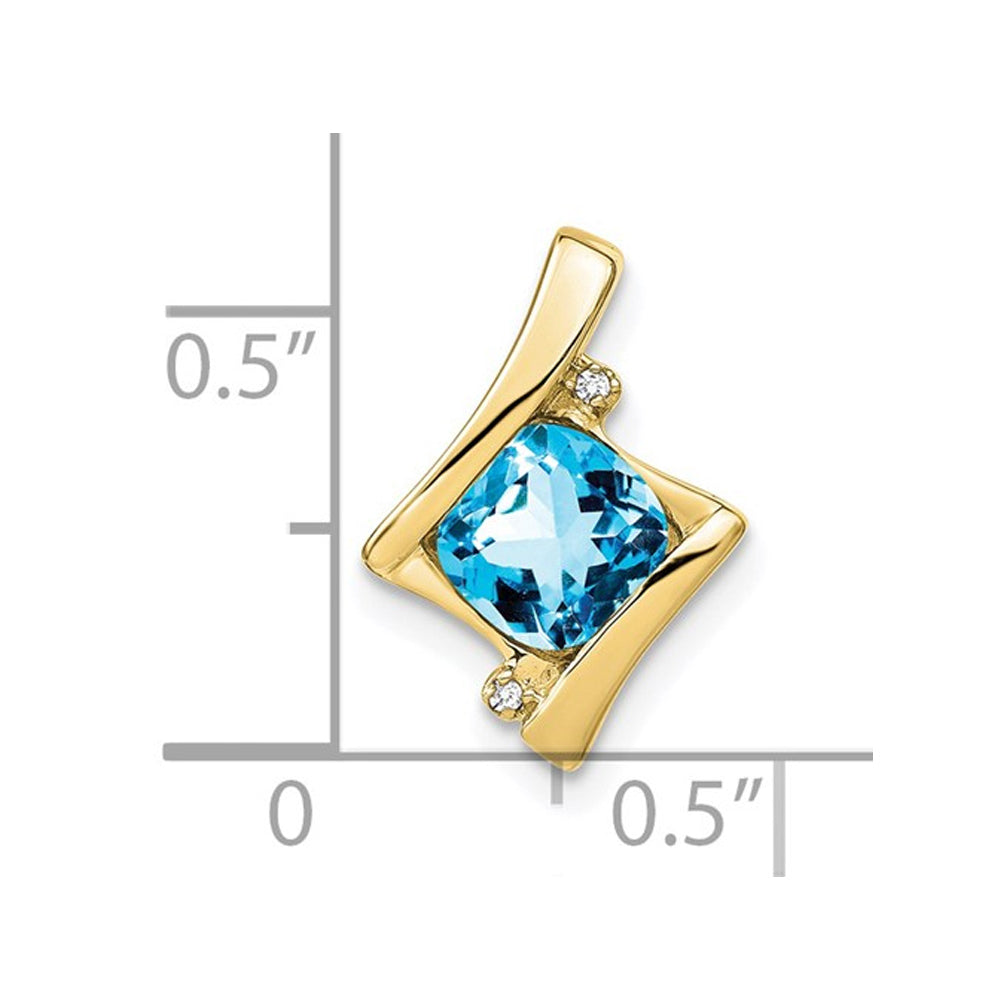 1.25 Carat (ctw) Blue Topaz Pendant Necklace in 14K Yellow Gold With Chain Image 2