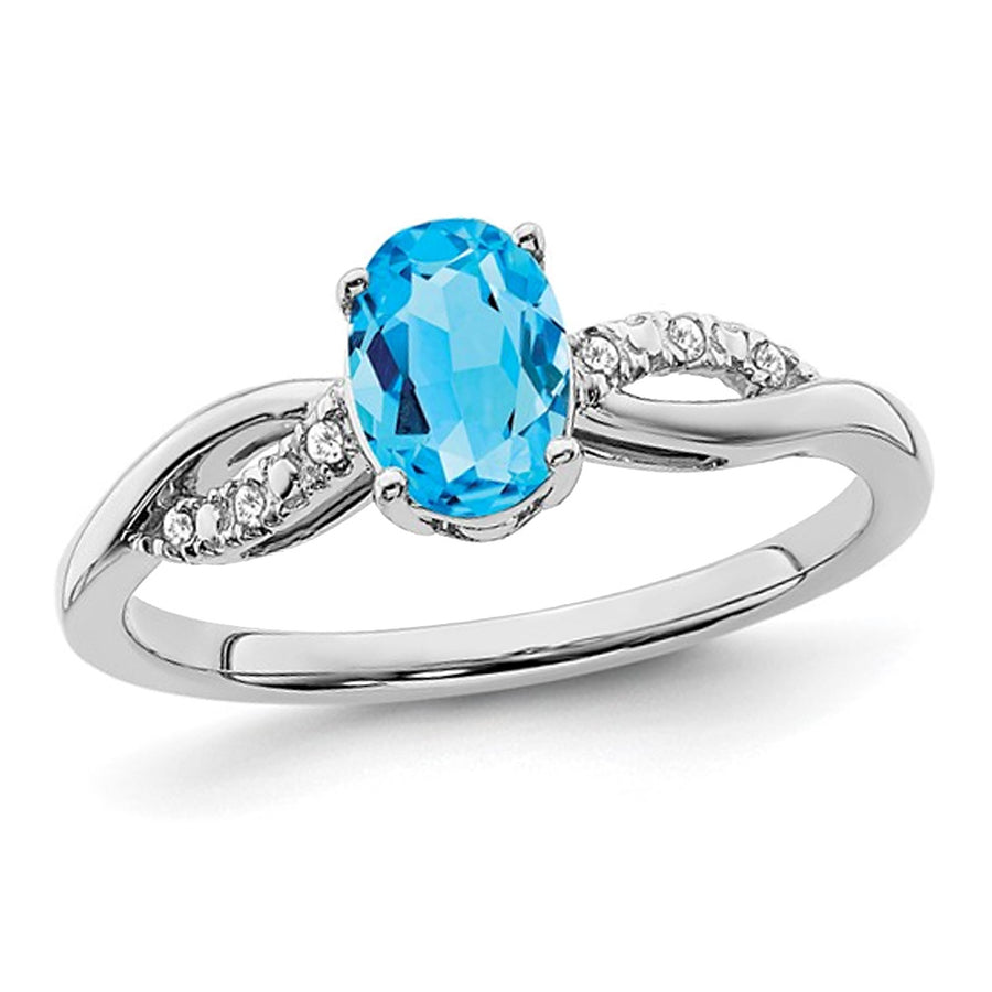 1.30 Carat (ctw) Oval Blue Topaz Infinity Ring in 14K White Gold Image 1