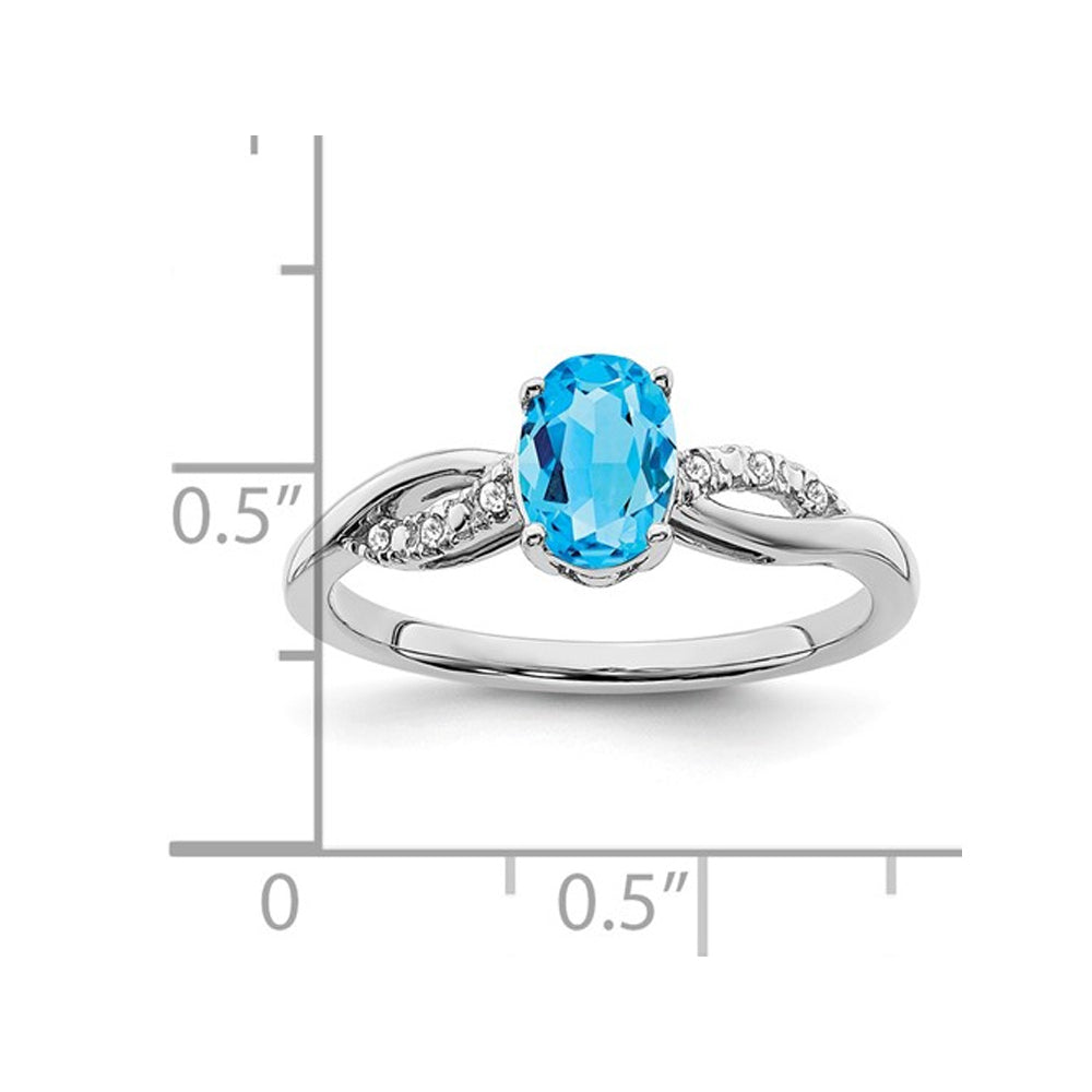 1.30 Carat (ctw) Oval Blue Topaz Infinity Ring in 14K White Gold Image 2