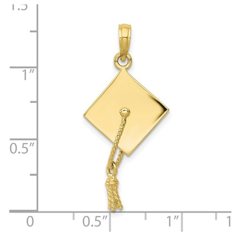 Graduation Cap Charm Pendant Necklace in 10K Yellow Gold with Chain Image 2