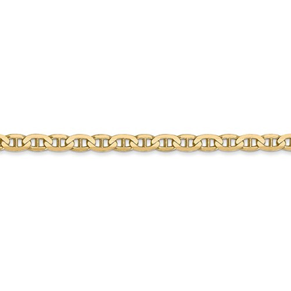 Concave Anchor Chain Anklet 10 Inches 3mm in 14K Yellow Gold Image 2