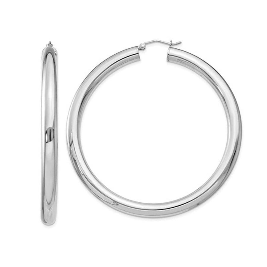 Extra Large Hoop Earrings in Sterling Silver 2 1/2 Inch (5.0mm) Image 1