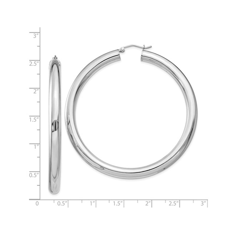 Extra Large Hoop Earrings in Sterling Silver 2 1/2 Inch (5.0mm) Image 3