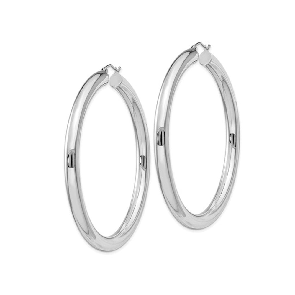 Extra Large Hoop Earrings in Sterling Silver 2 1/2 Inch (5.0mm) Image 4