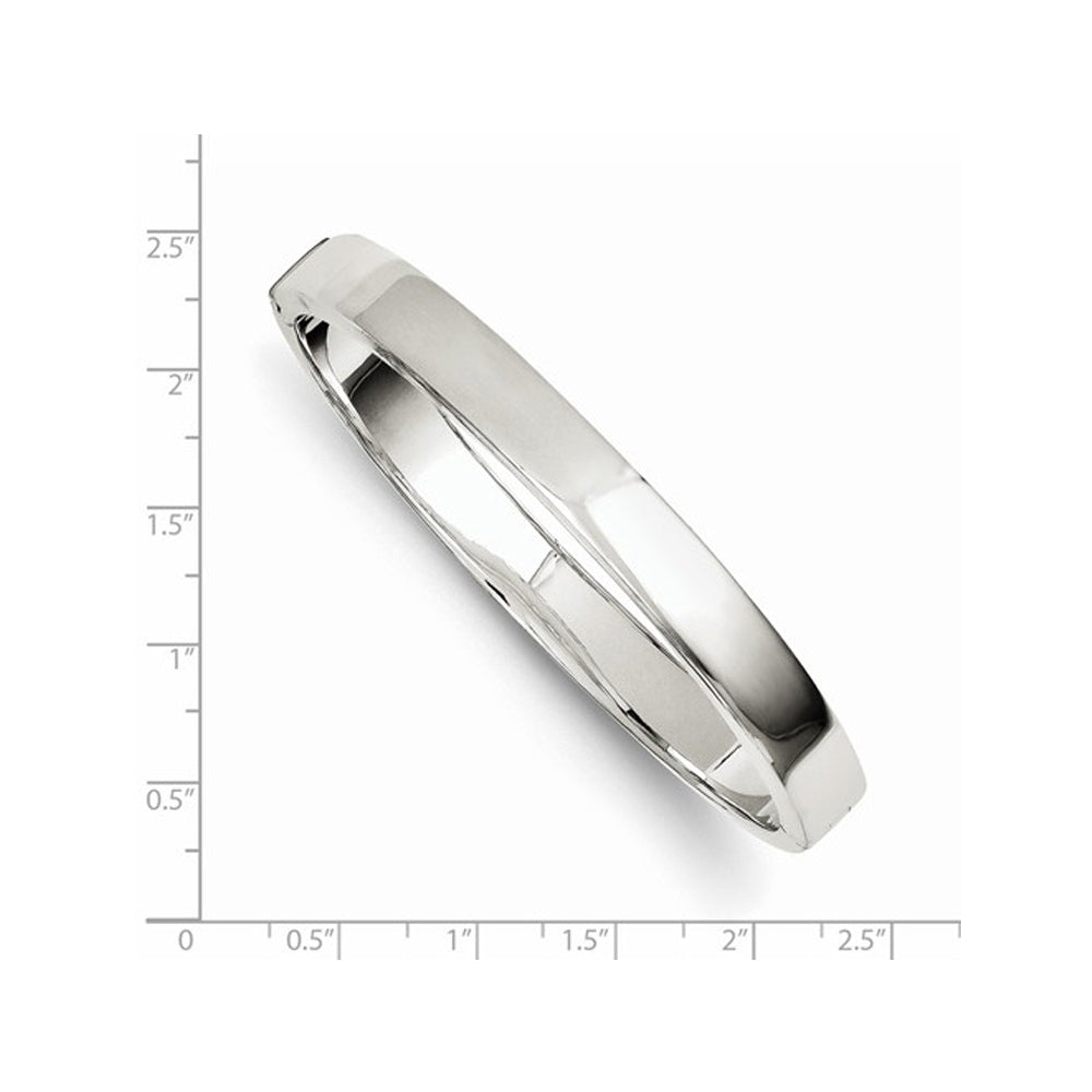 Sterling Silver Polished Hinged Bangle (8.0mm) Image 2