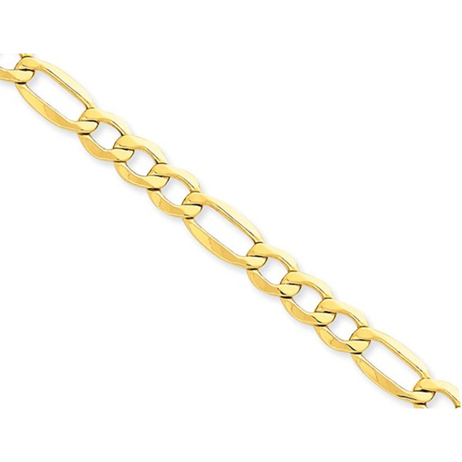 Figaro Chain Bracelet in Polished 14K Yellow Gold 8 Inches (7.30 mm) Image 1