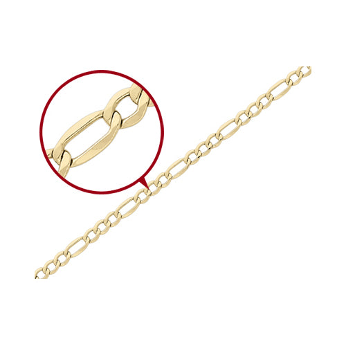 Figaro Chain Bracelet in Polished 14K Yellow Gold 8 Inches (7.30 mm) Image 2