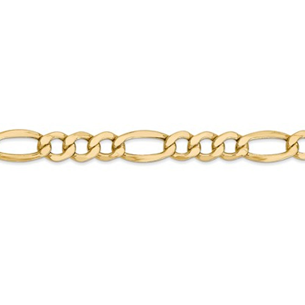 Figaro Chain Bracelet in Polished 14K Yellow Gold 8 Inches (7.30 mm) Image 4