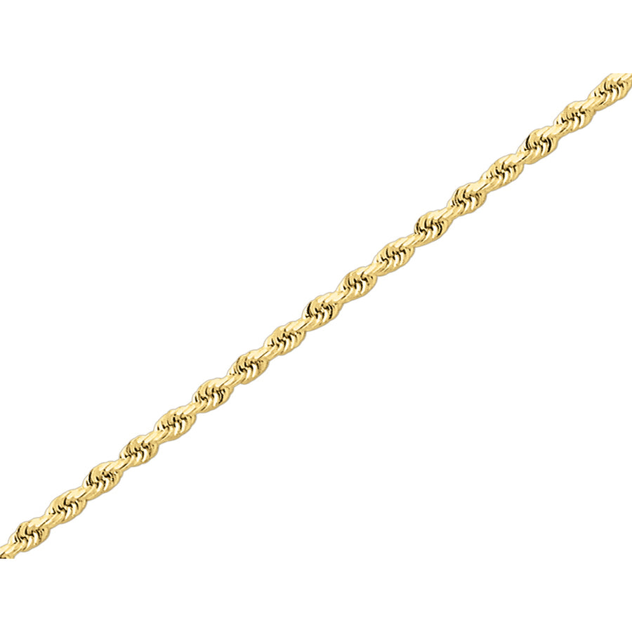 Diamond Cut Rope Chain Bracelet in 14K Yellow Gold 9 Inches (2.0mm) Image 1