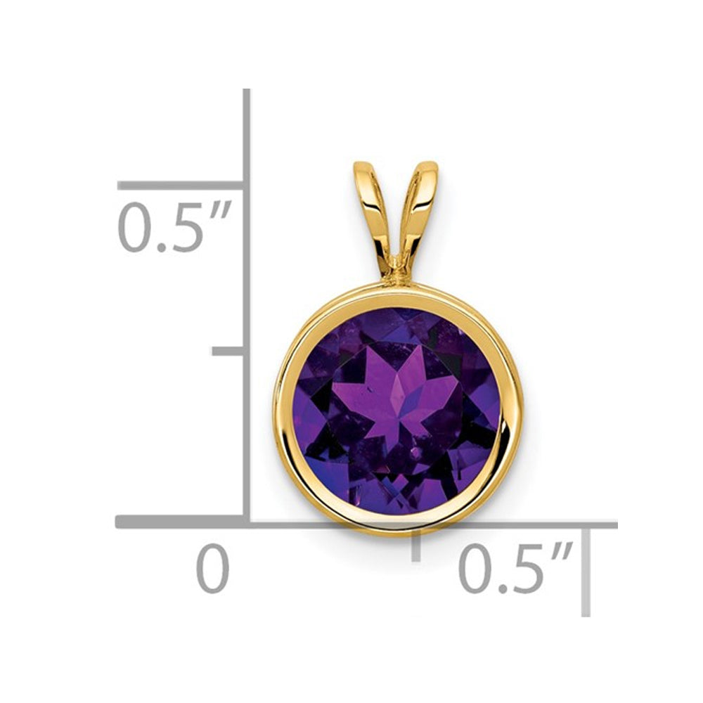 1.70 Carat (ctw) Purple Amethyst Solitaire Pendant Necklace in 14K Yellow Gold with Chain Image 2