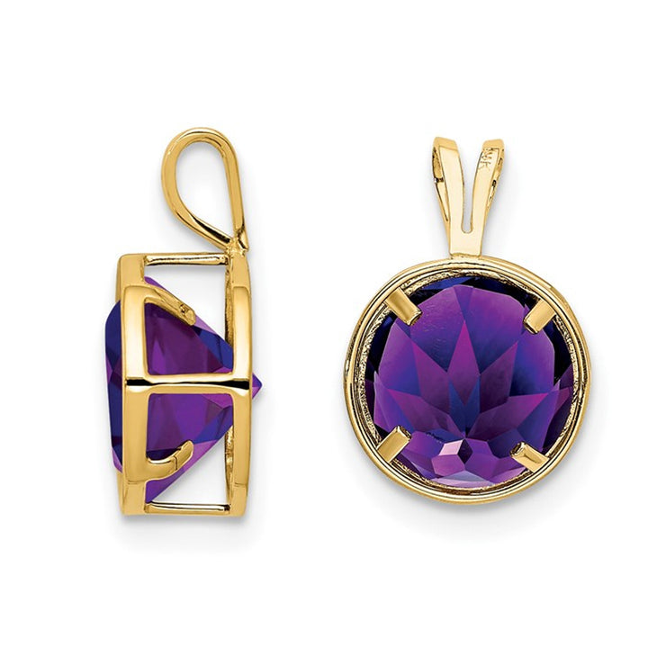 1.70 Carat (ctw) Purple Amethyst Solitaire Pendant Necklace in 14K Yellow Gold with Chain Image 3