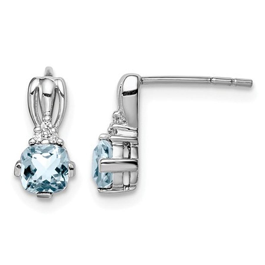 1/2 Carat (ctw) Aquamarine Drop Post Earrings in Sterling Silver Image 1