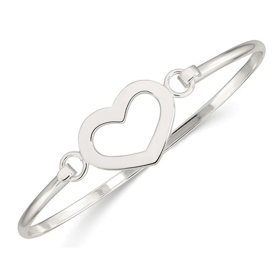 Sterling Silver Polished Heart Bangle Bracelet Image 1
